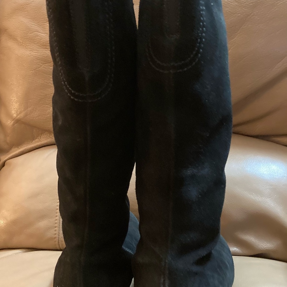 Fabulous Italian suede black leather knee high boots - Picture 6 of 9